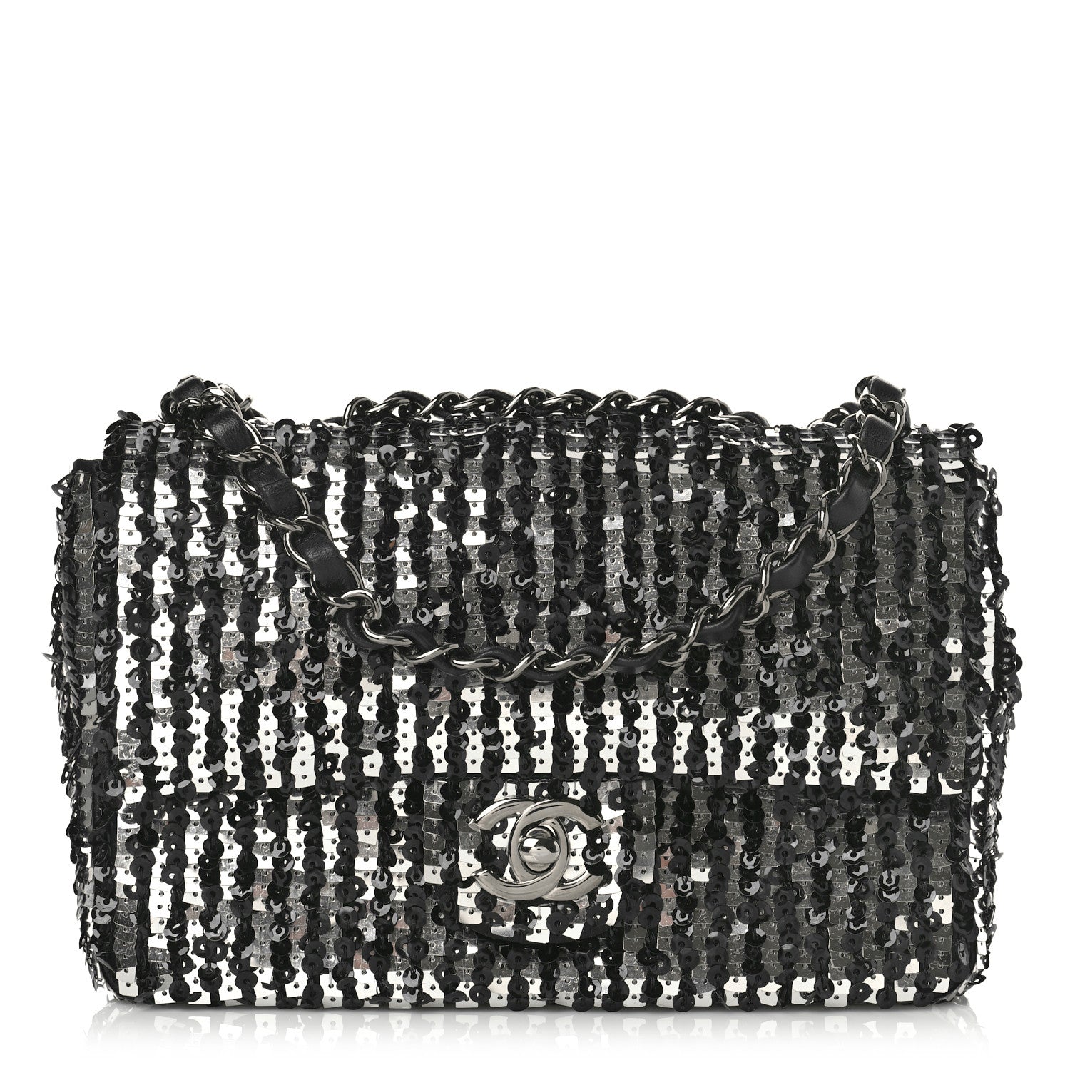 Chanel Sequin Lambskin Small Flap Black Silver 1 of 9