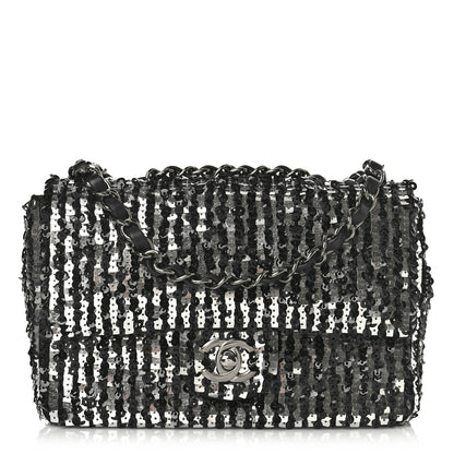 Chanel Sequin Lambskin Small Flap Black Silver 1 of 9