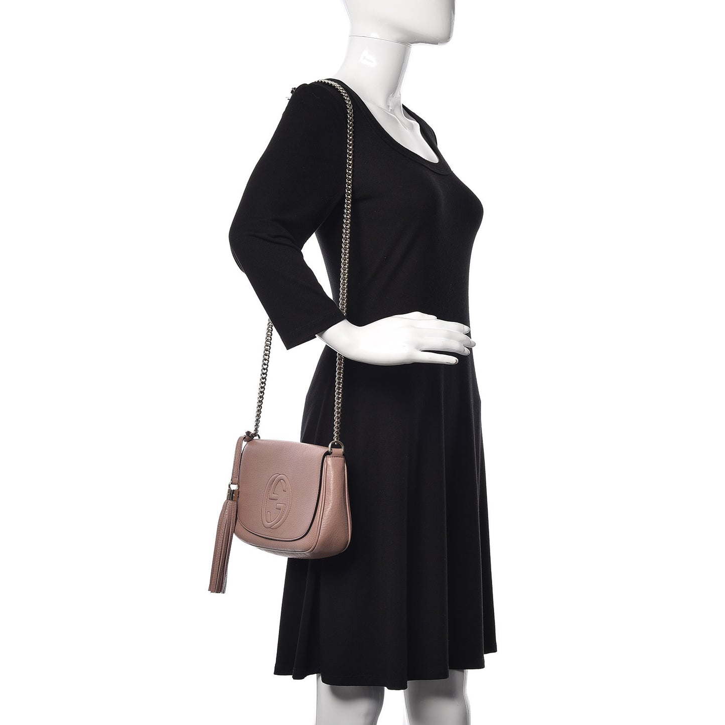 Pebbled Calfskin Medium Soho Flap Crossbody Pale Pink