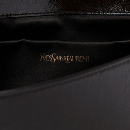 Saint Laurent Textured Patent Monogram Large Belle De Jour Clutch Dark Brown 6 of 7