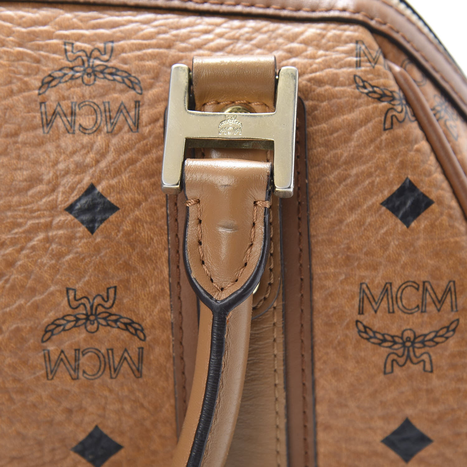 MCM Visetos Boston Bag Cognac 15 of 19