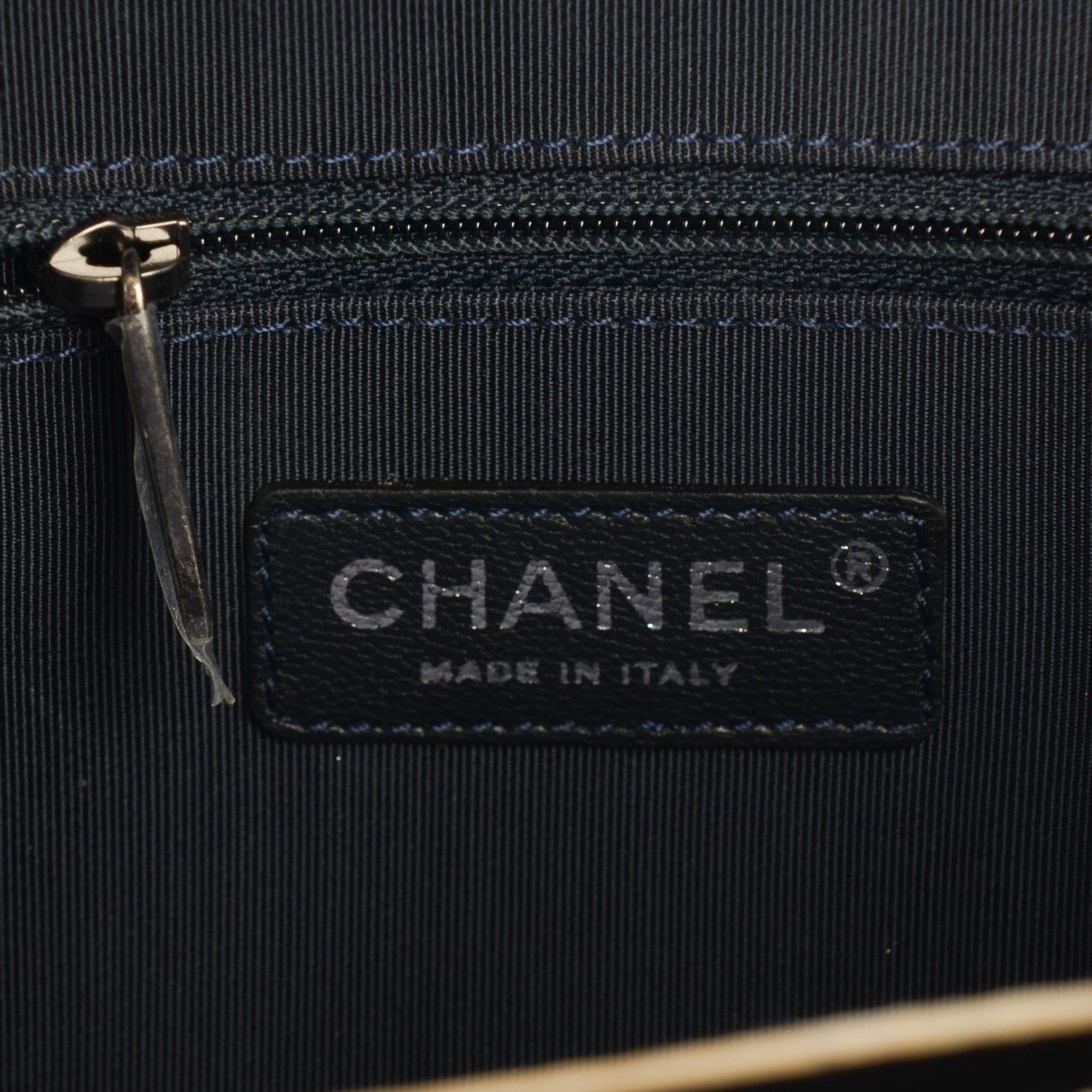 Chanel Denim Chevron Quilted Large Boy Shopping Tote Light Blue 7 of 8