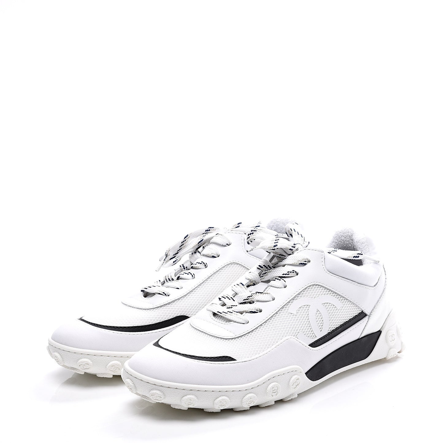Calfskin Mesh Lycra Womens Logo Sneakers 38.5 White