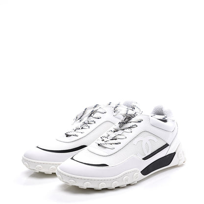 Chanel Calfskin Mesh Lycra Womens Logo Sneakers 38.5 White 2 of 11
