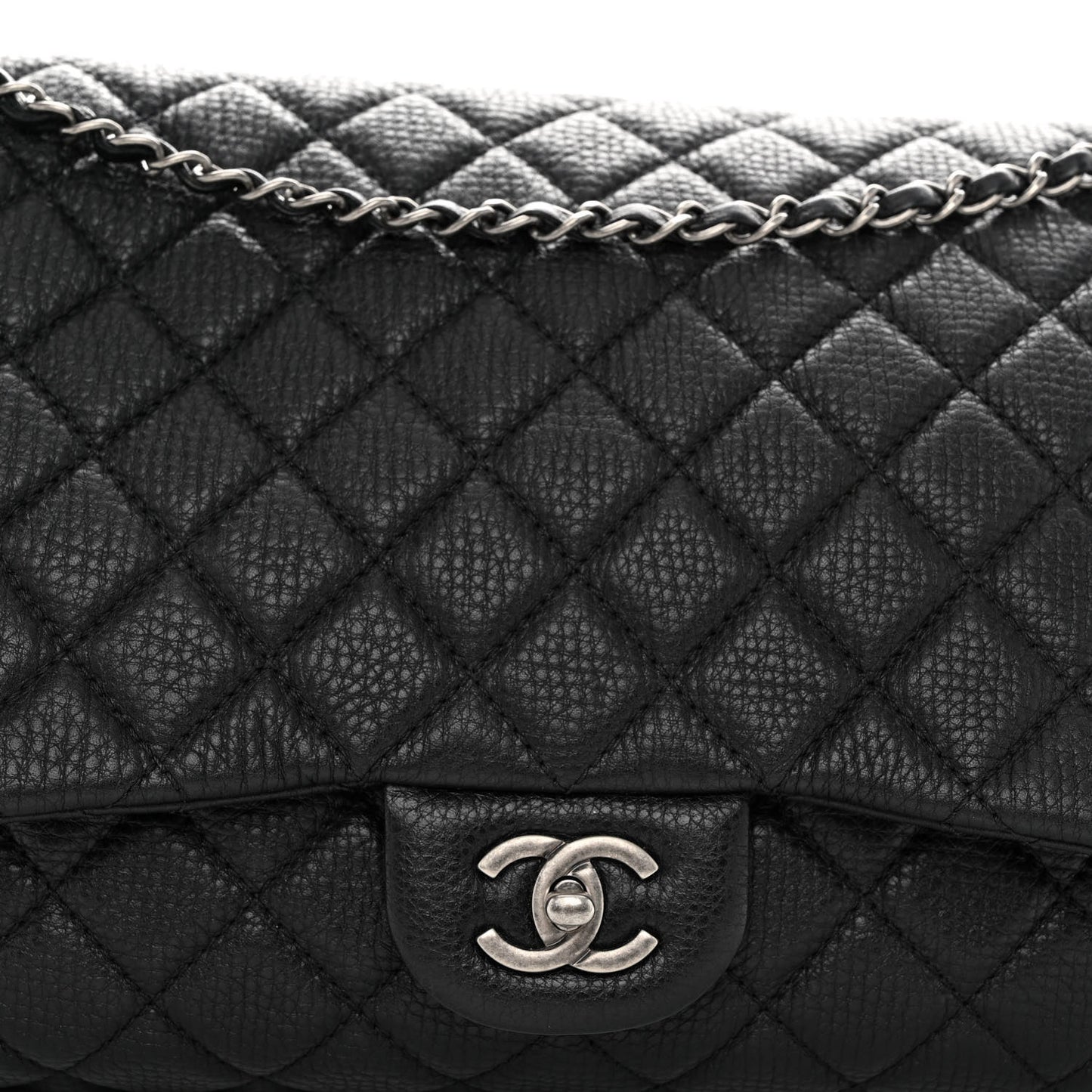 Calfskin Quilted Small XXL Travel Flap Bag Black