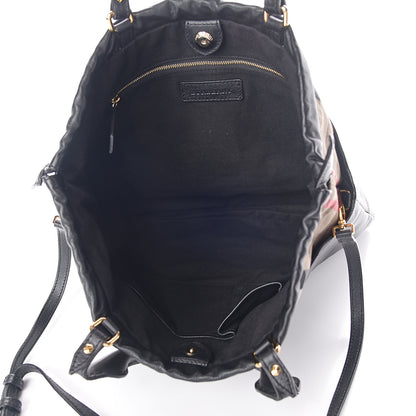 Burberry Soft Calfskin House Check Big Crush Tote Black 4 of 8