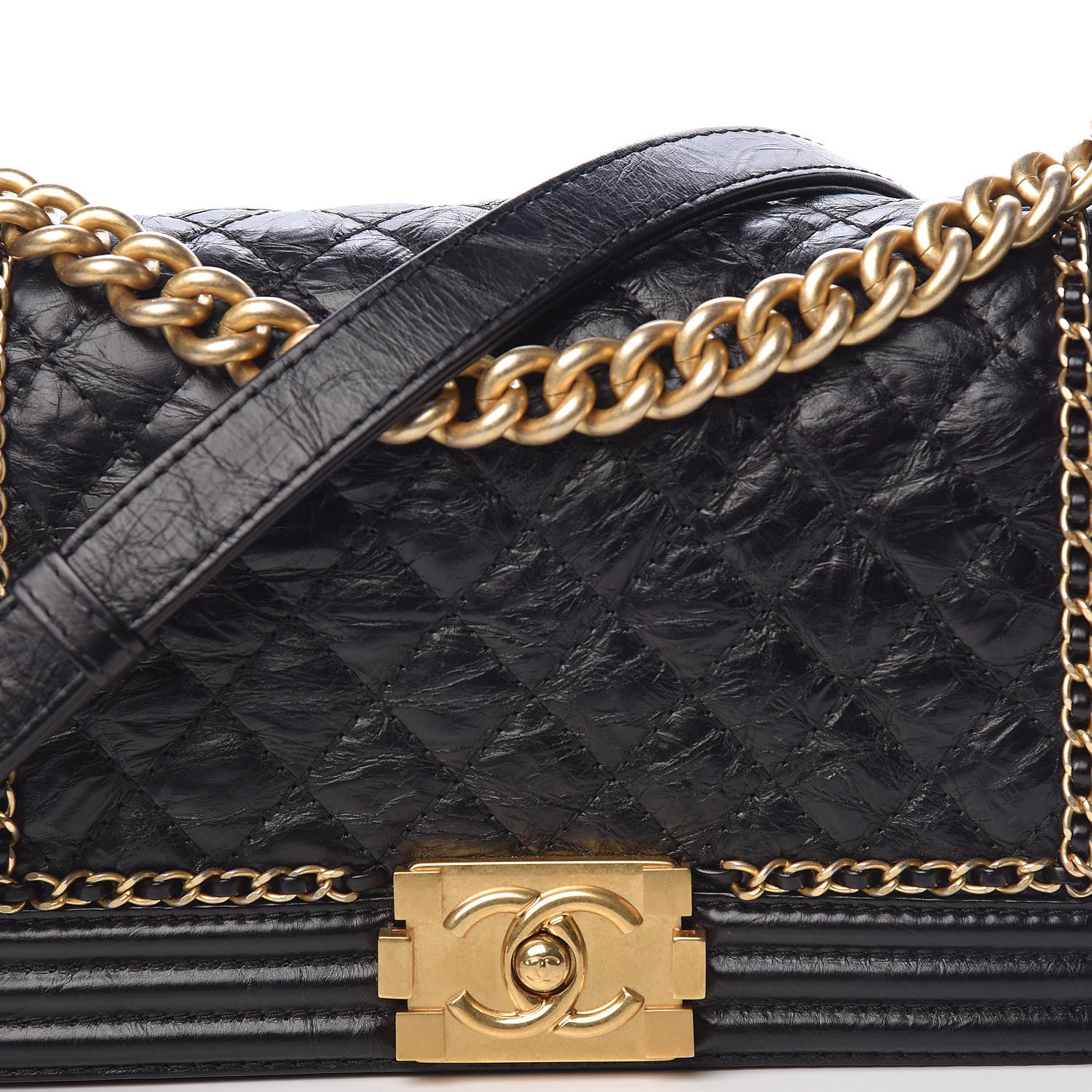 Chanel Aged Calfskin Quilted Medium Jacket Boy Flap Black 10 of 10
