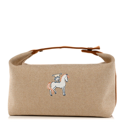 Hermes Canvas Large Bride-A-Brac Cabriole Case Biscuit 1 of 9