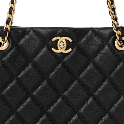 Chanel Caviar Quilted Sweet Vertical Shopping Tote Black 8 of 12