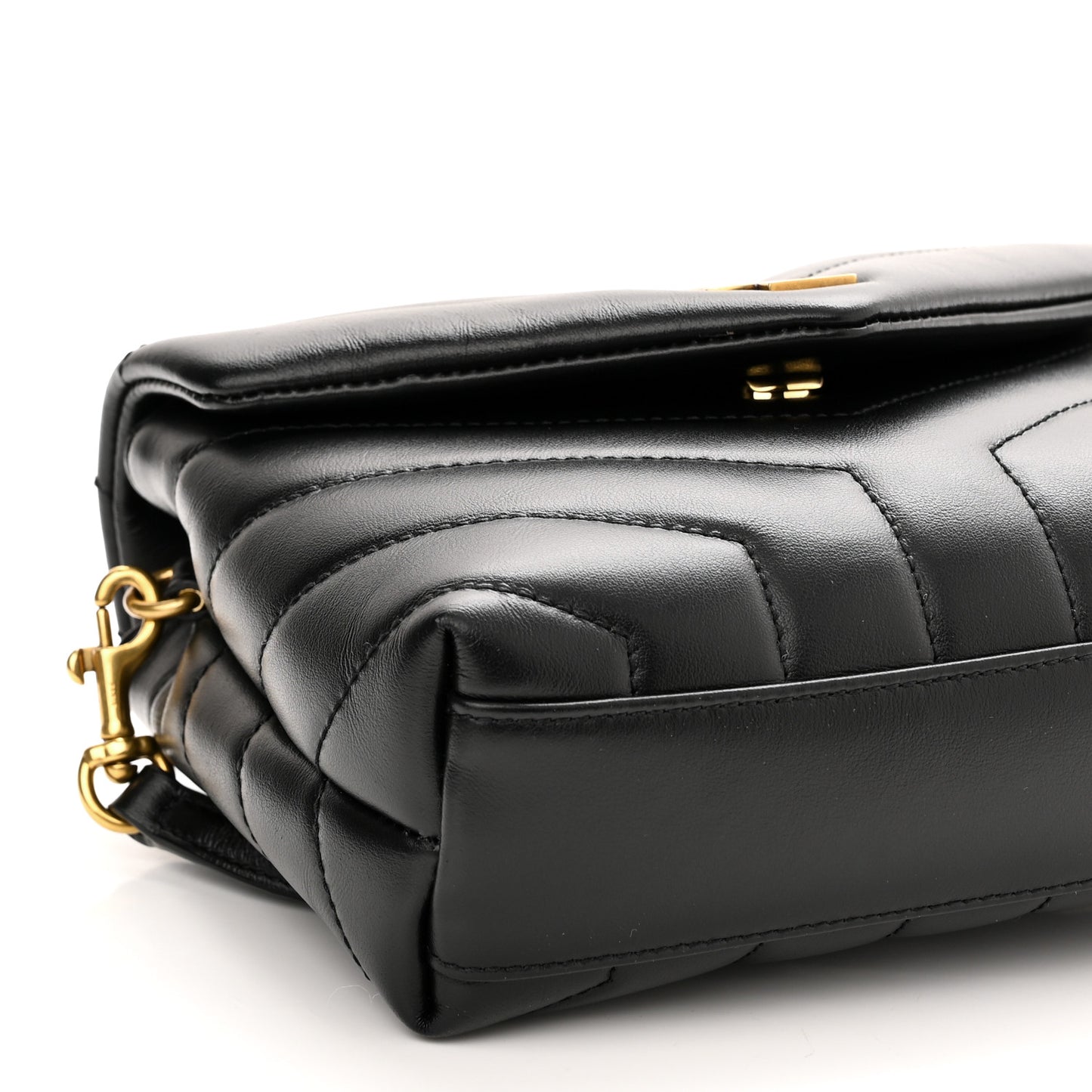 Calfskin Y Quilted Monogram Toy Loulou Crossbody Bag Black