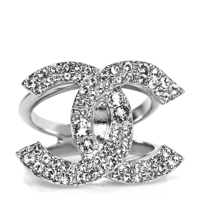 Chanel Crystal CC Ring 52 Silver 1 of 4