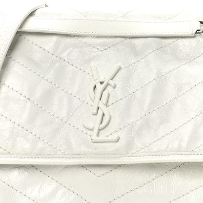 Saint Laurent Crinkled Calfskin Matelasse Monogram Medium Niki Chain Satchel Ivory 8 of 10