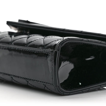 Saint Laurent Patent Mixed Matelasse Triquilt Small Monogram Satchel Black 9 of 9
