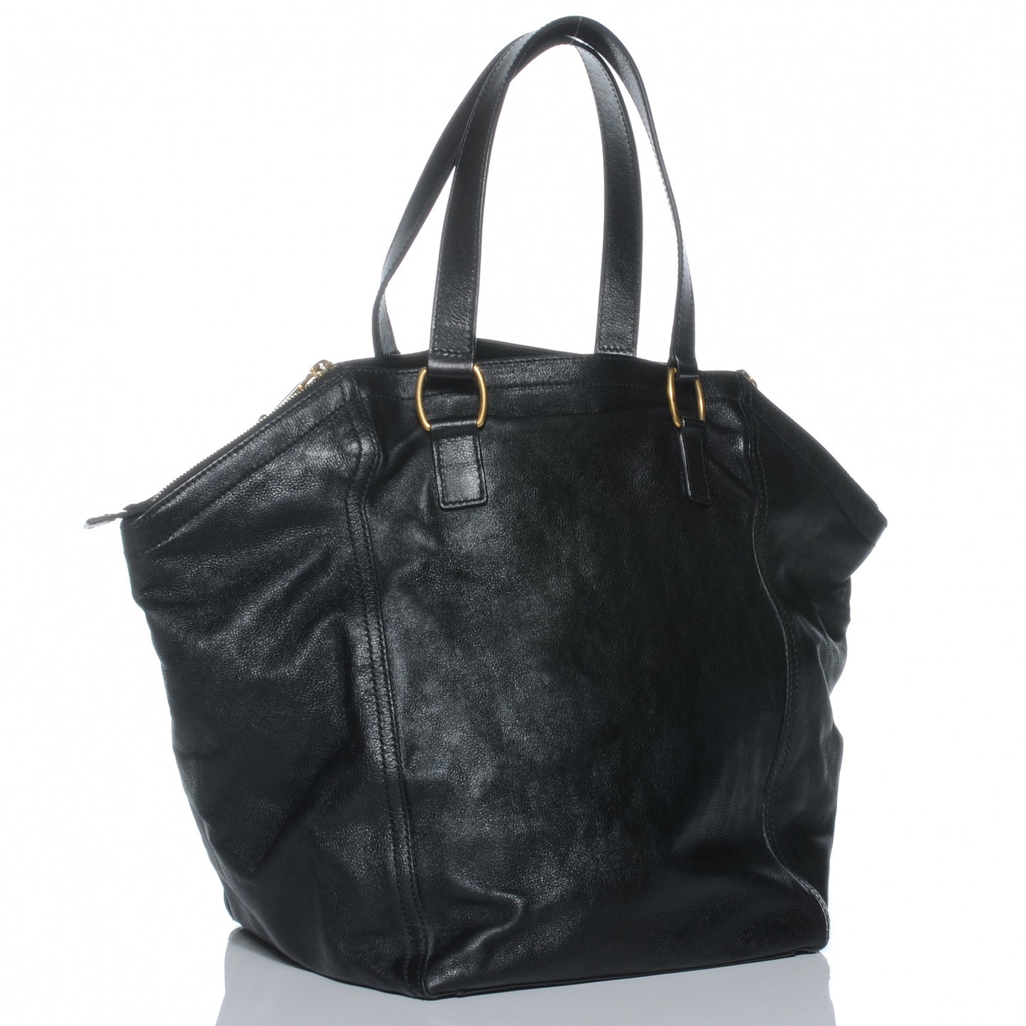 Leather Large Downtown Tote Black