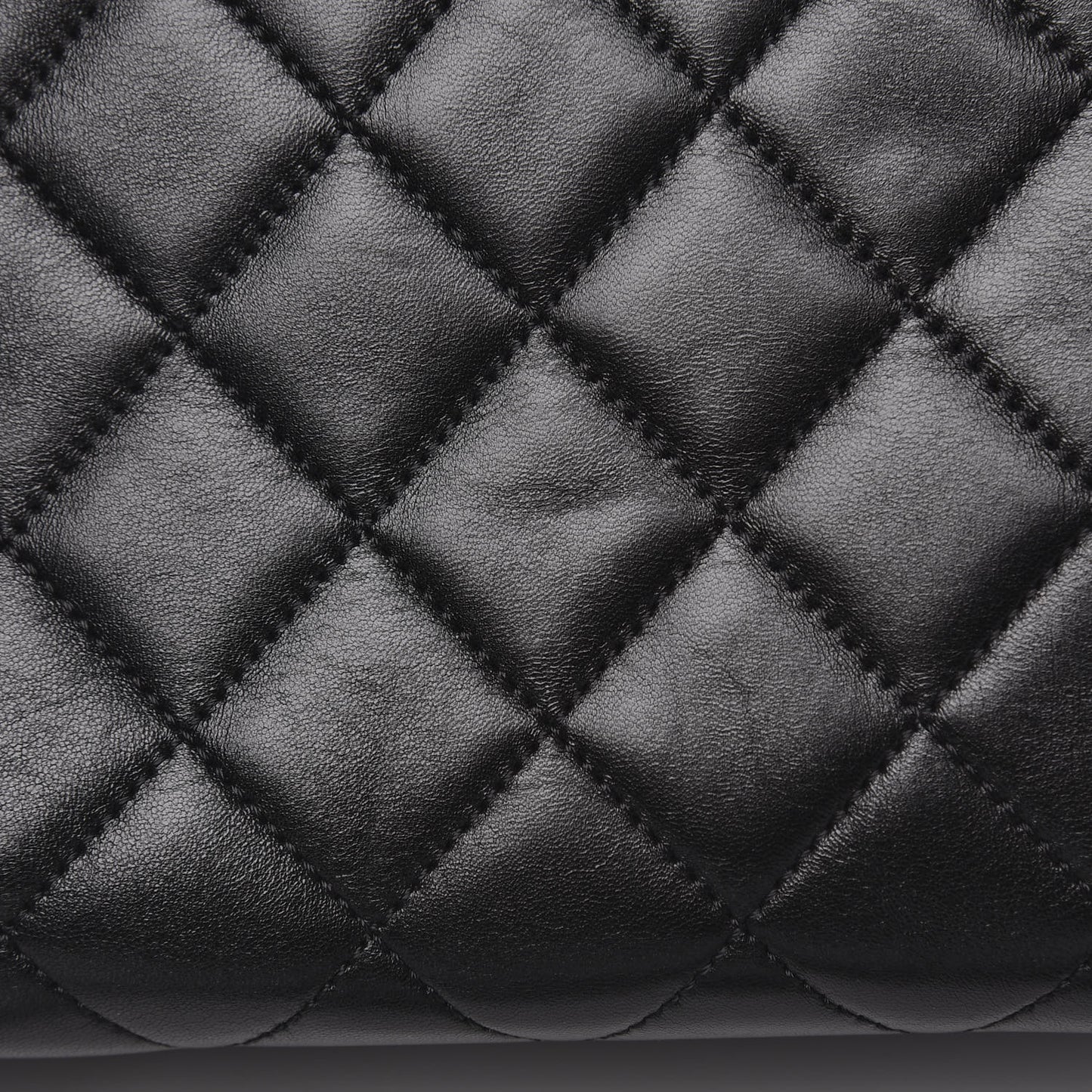 Lambskin Quilted Small Trendy CC Bowling Bag Black