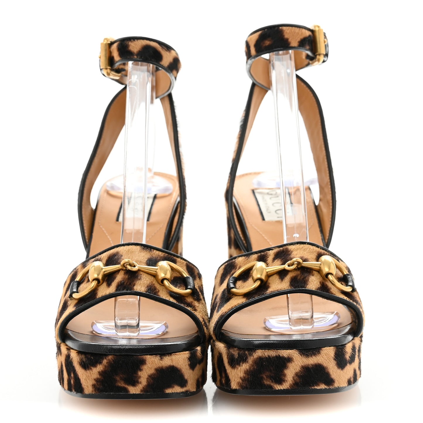 Calf Hair Leopard Print Horsebit 25/60mm Platform Sandals 36.5 Hazelnut Black