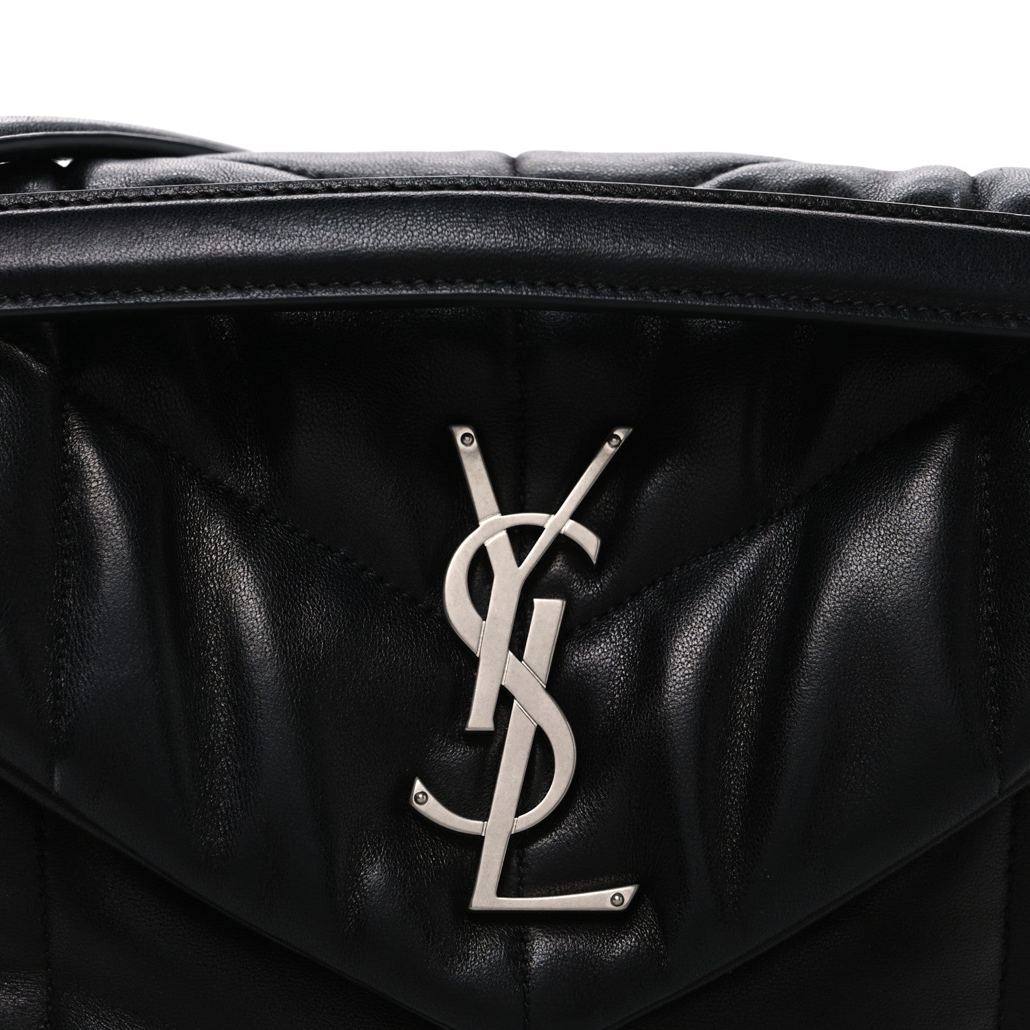 Saint Laurent Lambskin Quilted Small Loulou Puffer Monogram Chain Satchel Black 7 of 9