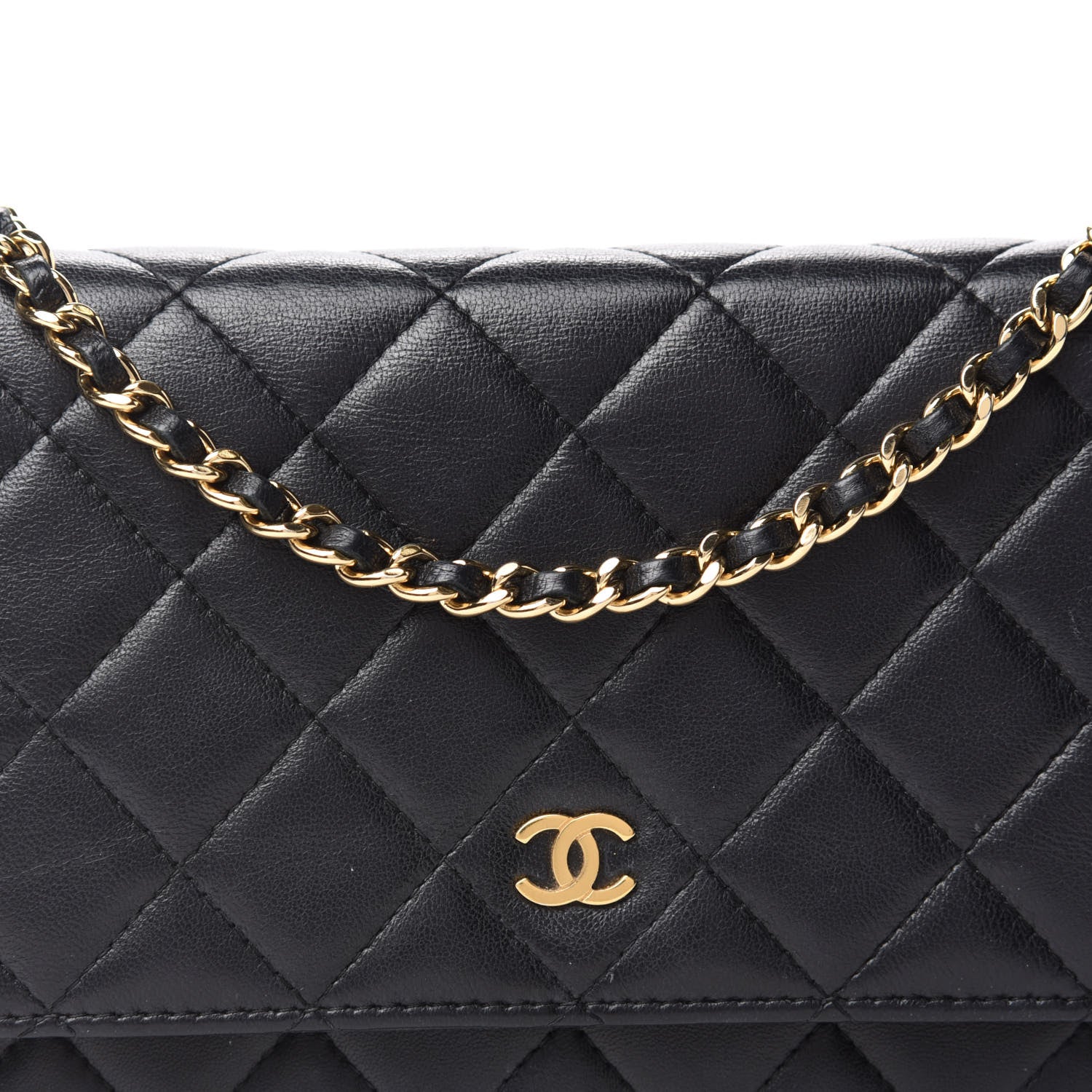 Chanel Lambskin Quilted Wallet On Chain WOC Black 12 of 13