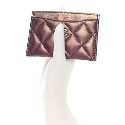 Chanel Iridescent Lambskin Quilted Card Holder Purple 2 of 11