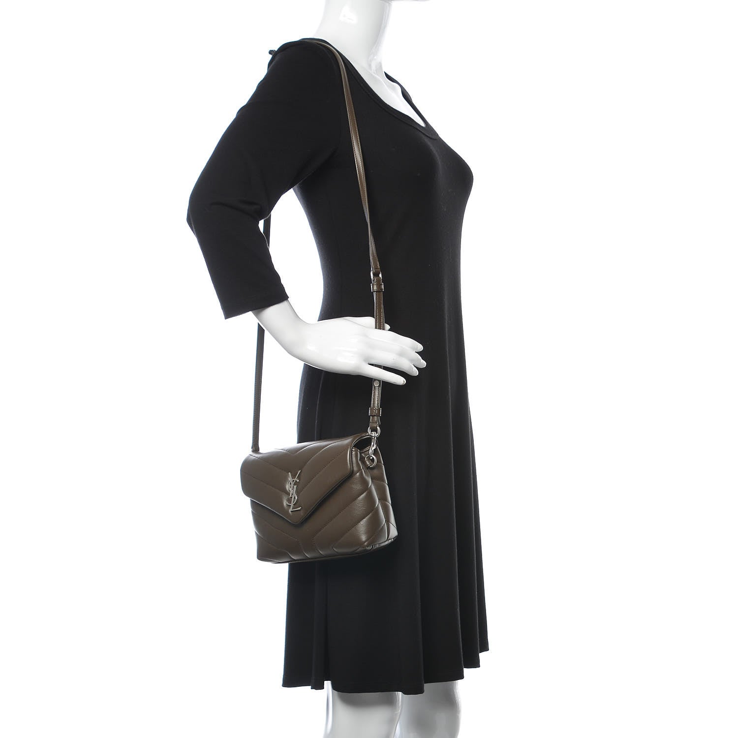 Saint Laurent Calfskin Y Quilted Monogram Toy Loulou Crossbody Bag Faggio 2 of 11