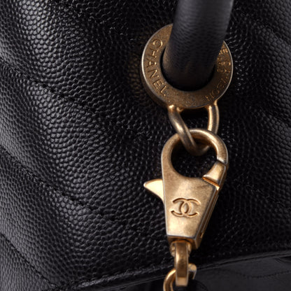 Chanel Caviar Chevron Quilted Small Coco Handle Flap Black 5 of 5