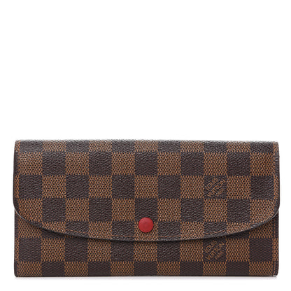 Louis Vuitton Damier Ebene Emilie Wallet Red 1 of 10