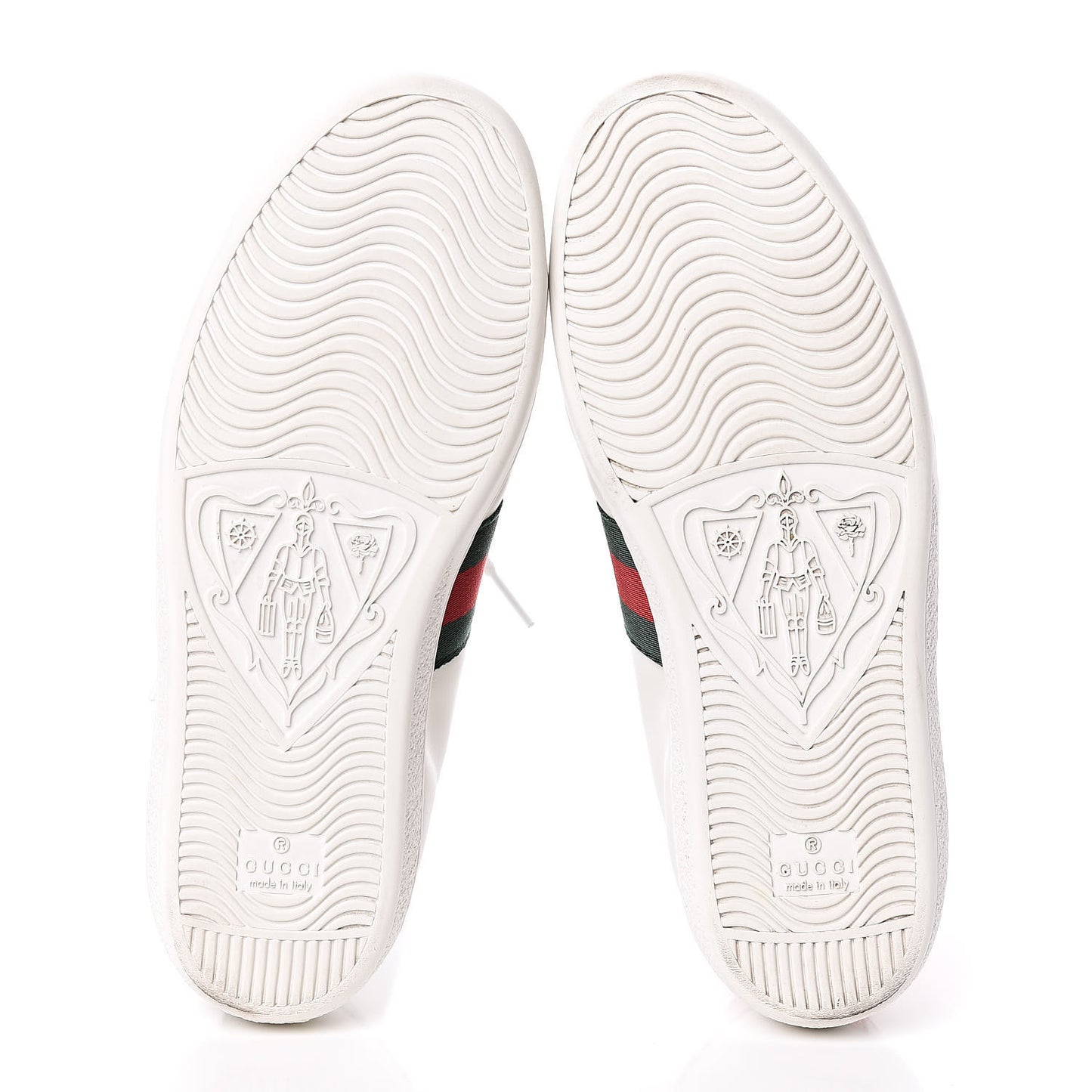 Calfskin Web Heart Embroidered Womens Ace Sneakers 37 White