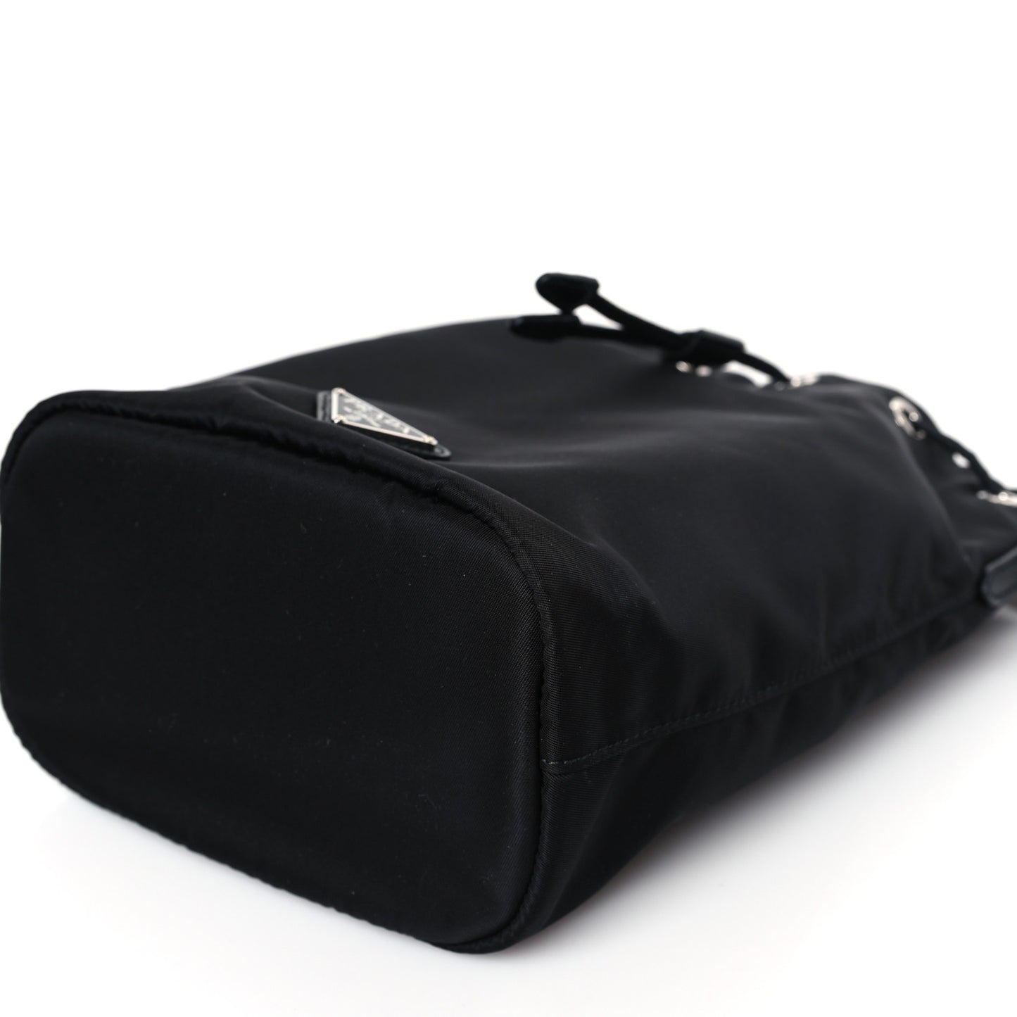 Saffiano Tessuto Nylon Vela Bucket Wristlet Black