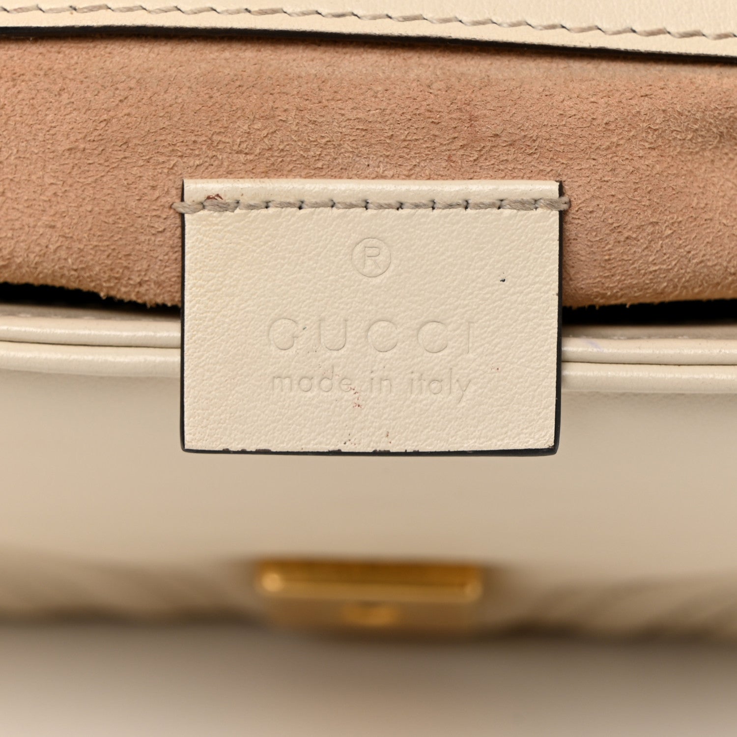 Gucci Calfskin Matelasse Mini GG Marmont Top Handle Shoulder Bag White 6 of 16