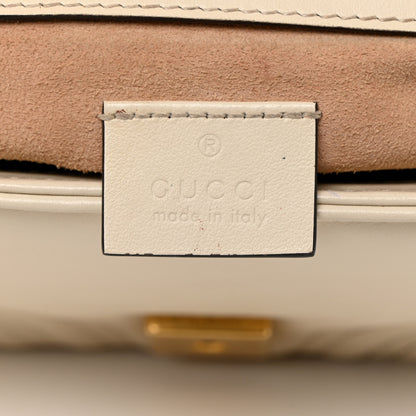 Gucci Calfskin Matelasse Mini GG Marmont Top Handle Shoulder Bag White 6 of 16