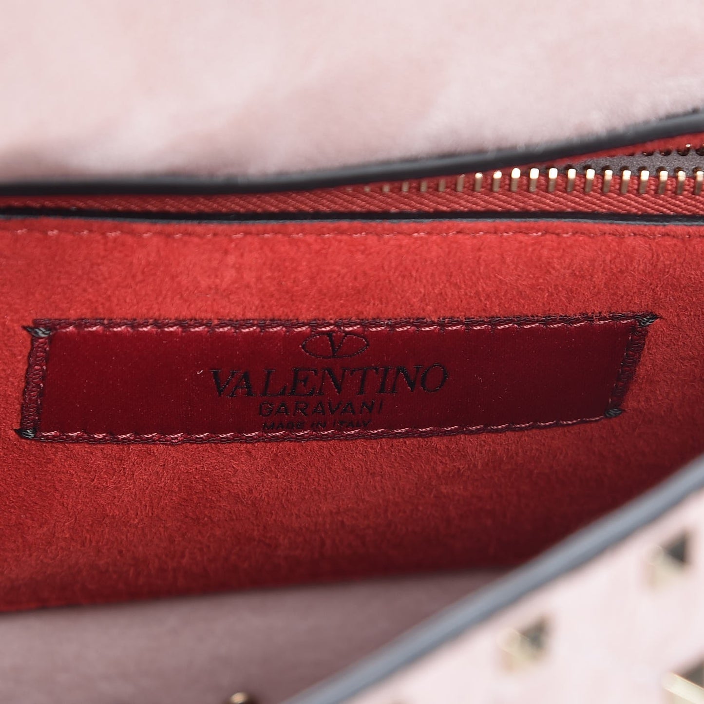 Craquele Nappa Medium Rockstud Spike Shoulder Bag Water Rose