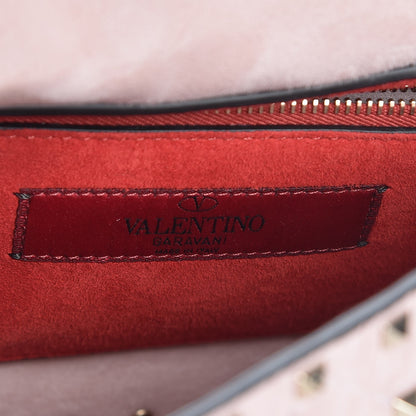 Valentino Garavani Craquele Nappa Medium Rockstud Spike Shoulder Bag Water Rose 7 of 8