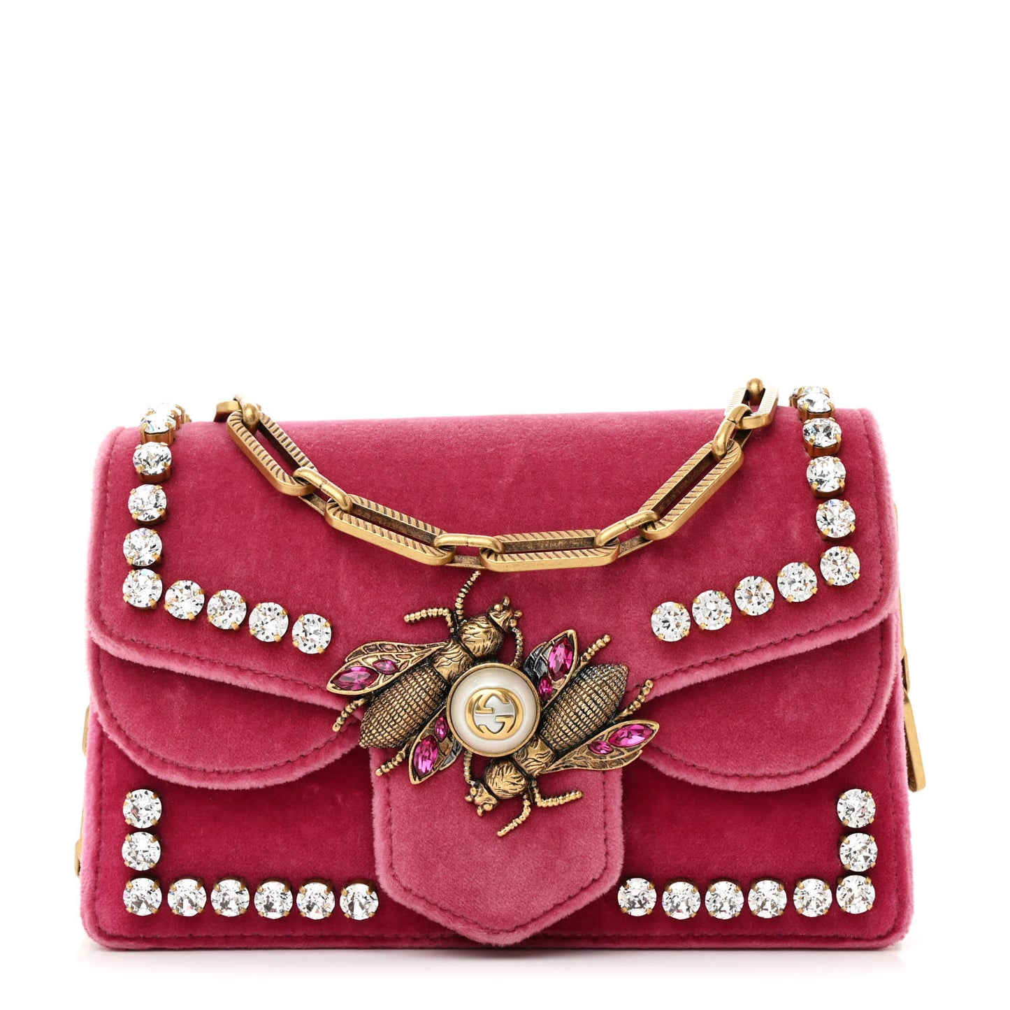 Velvet Crystal Mini Bee Broadway Shoulder Bag Light Raspberry Rose