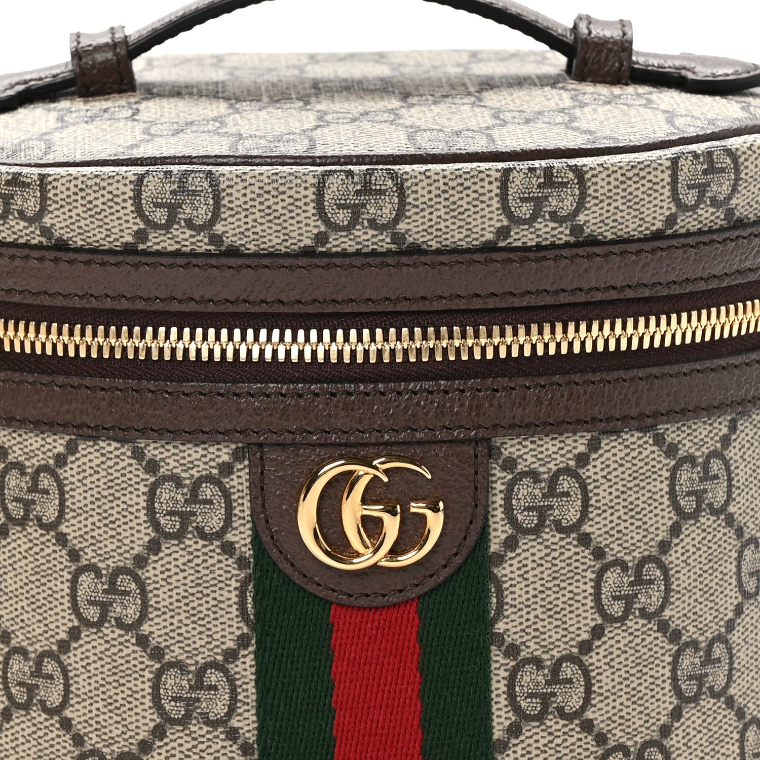 Gucci GG Supreme Monogram Textured Calfskin Web Ophidia Vanity Cosmetic Case Beige Ebony New Acero 9 of 13