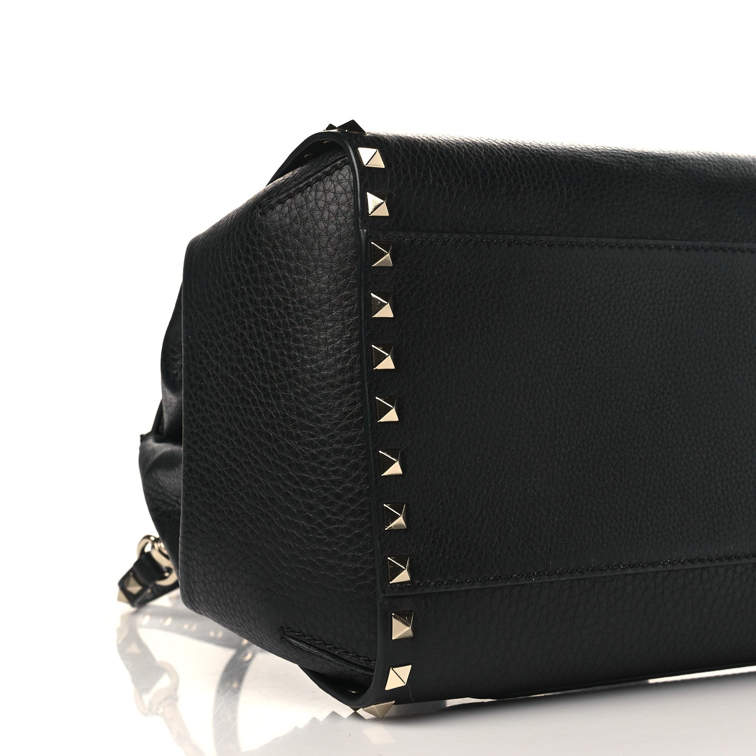 Valentino Garavani Grainy Calfskin Rockstud Single Handle Flap Bag Black 7 of 8
