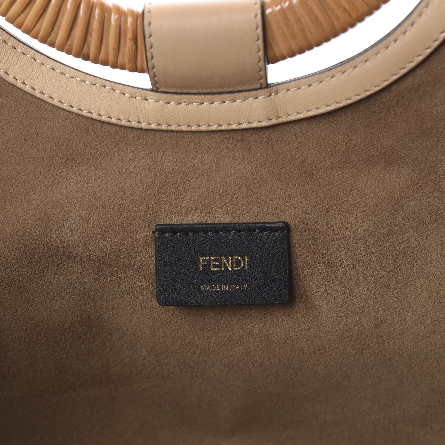 Fendi Vitello Cristallo Nature Wicker FF 1974 Embossed Large Runaway Shopper Tote Makeup 5 of 8