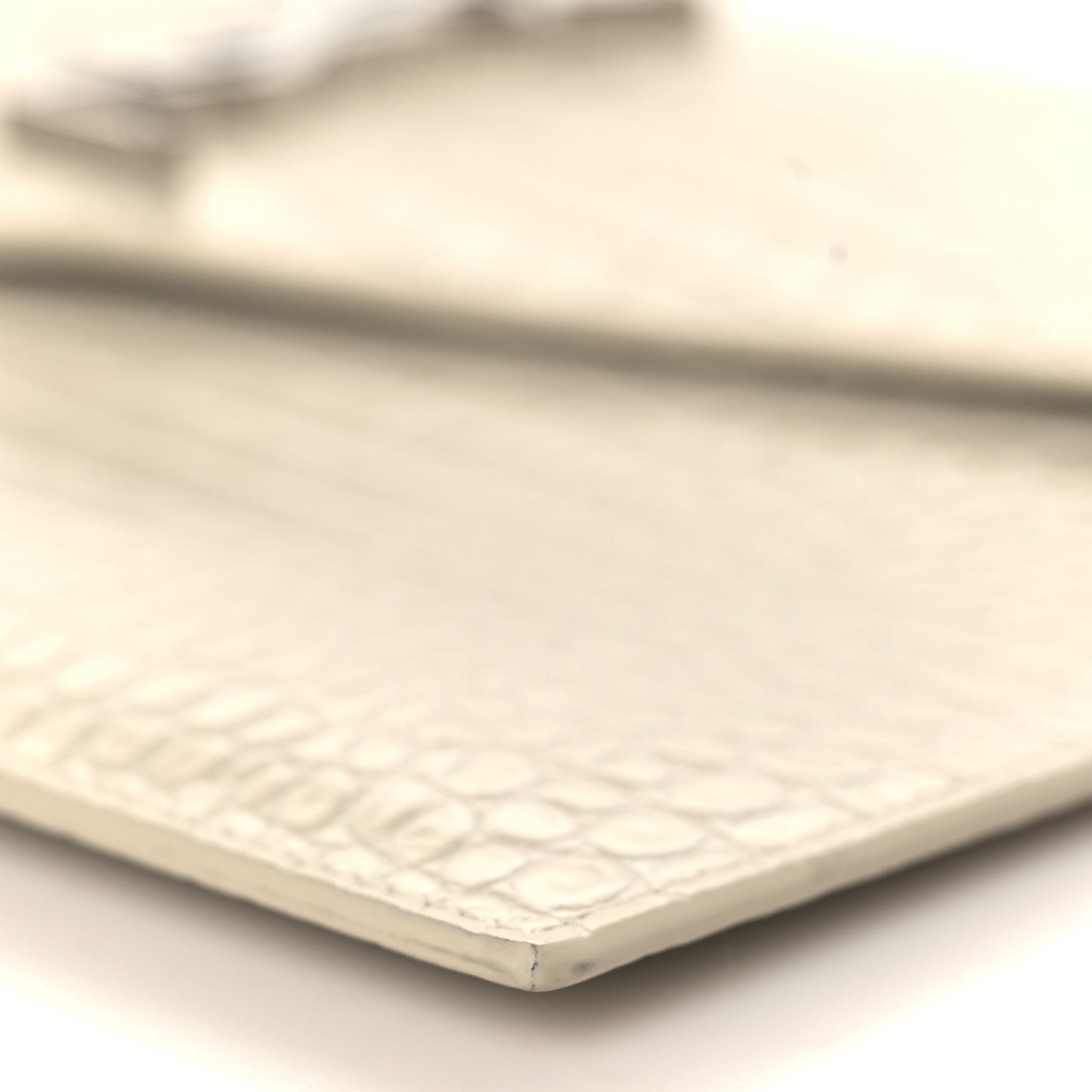 Calfskin Crocodile Embossed Uptown Monogram Pouch Crema Soft
