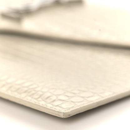Saint Laurent Calfskin Crocodile Embossed Uptown Monogram Pouch Crema Soft 8 of 9