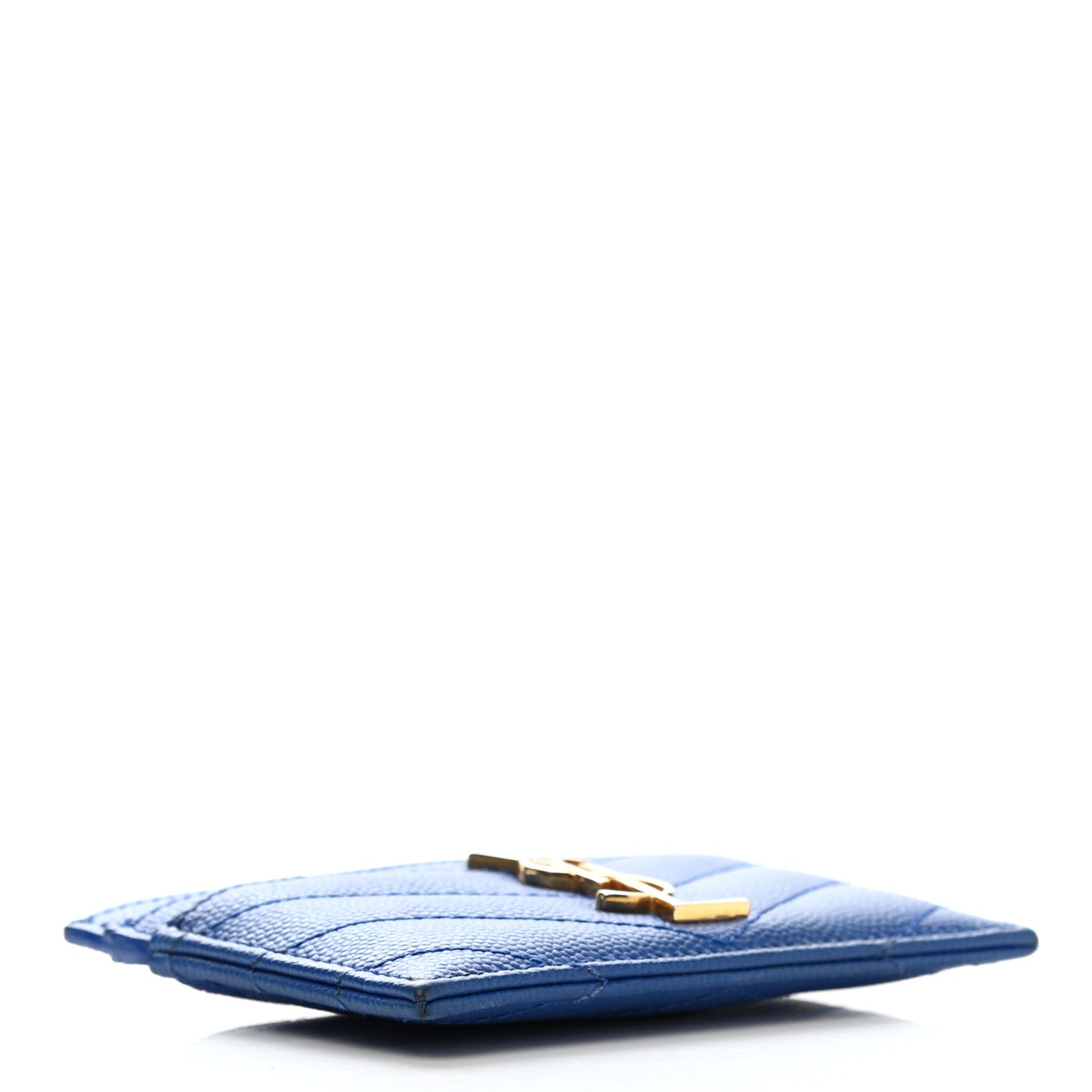 Grain De Poudre Matelasse Monogram Credit Card Case Blue Majorelle