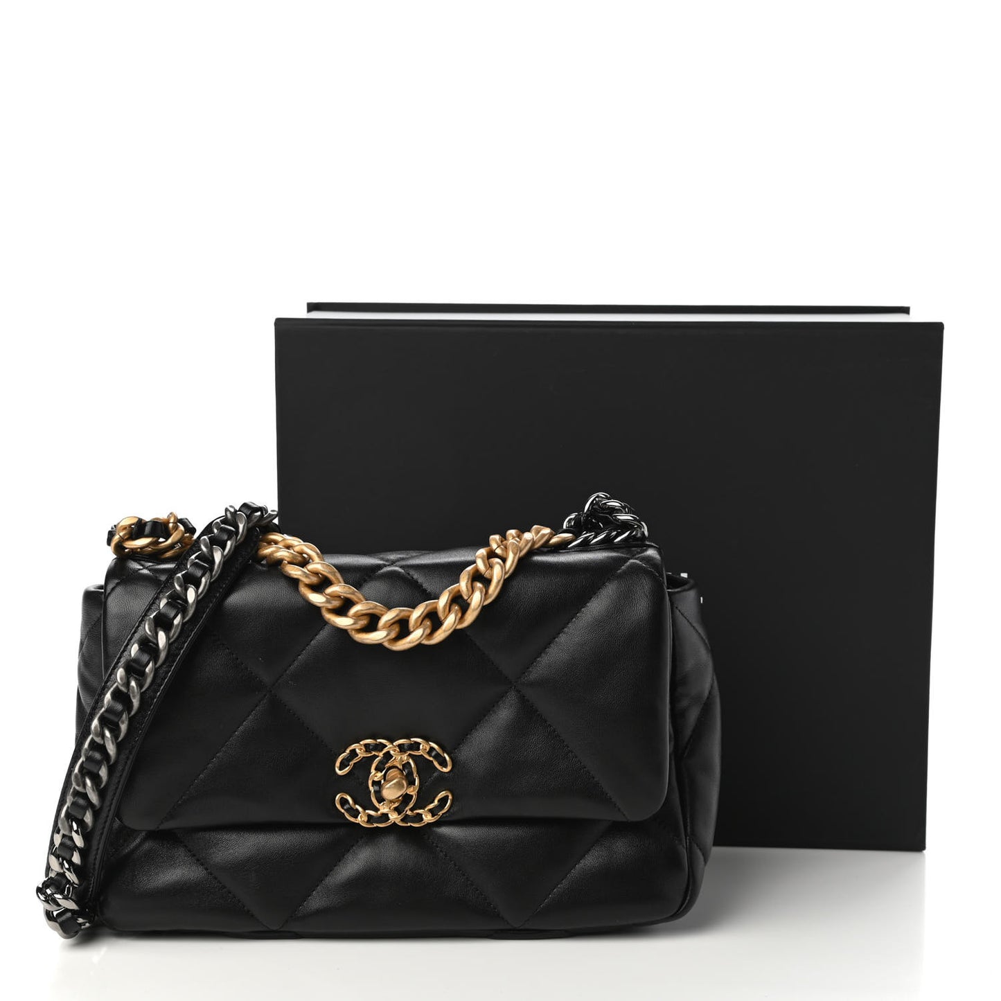 Lambskin Quilted Medium Chanel 19 Flap Black