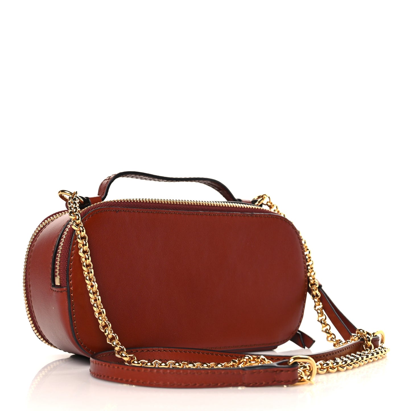 Shiny Calfskin Mini Vanity C Bag Sepia Brown