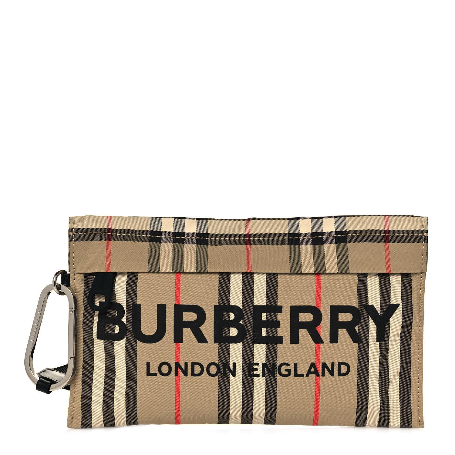 Burberry Nylon Vintage Check Print Logo Wristlet Archive Beige 1 of 12