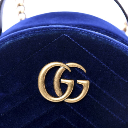 Gucci Velvet Matelasse GG Marmont Dome Backpack Cobalt Blue 9 of 9