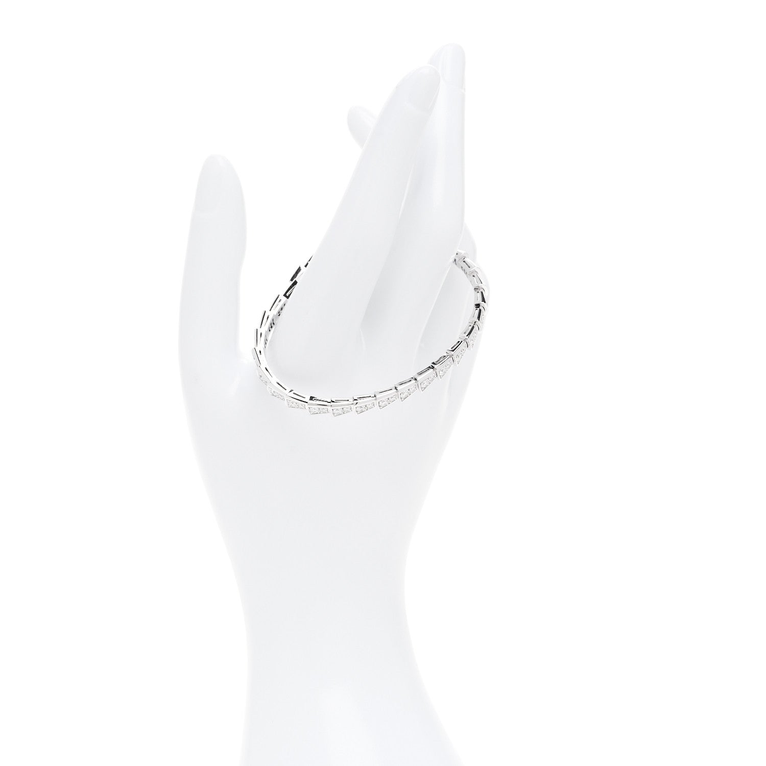 Bulgari 18K White Gold Diamond Serpenti Viper Pave Bracelet M 2 of 6