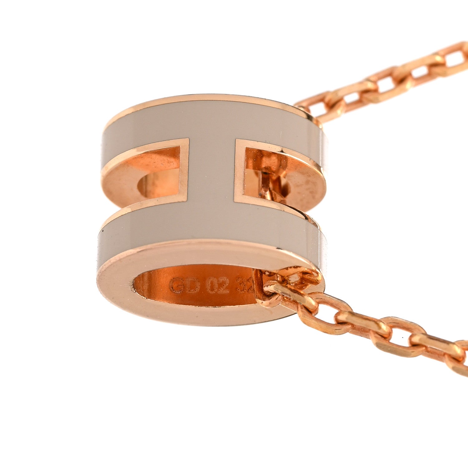 Hermes Lacquered Gold Mini Pop H Pendant Necklace Marron Glace 6 of 7