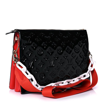 Louis Vuitton Patent Embossed Monogram Lambskin Coussin MM Black Red 3 of 9