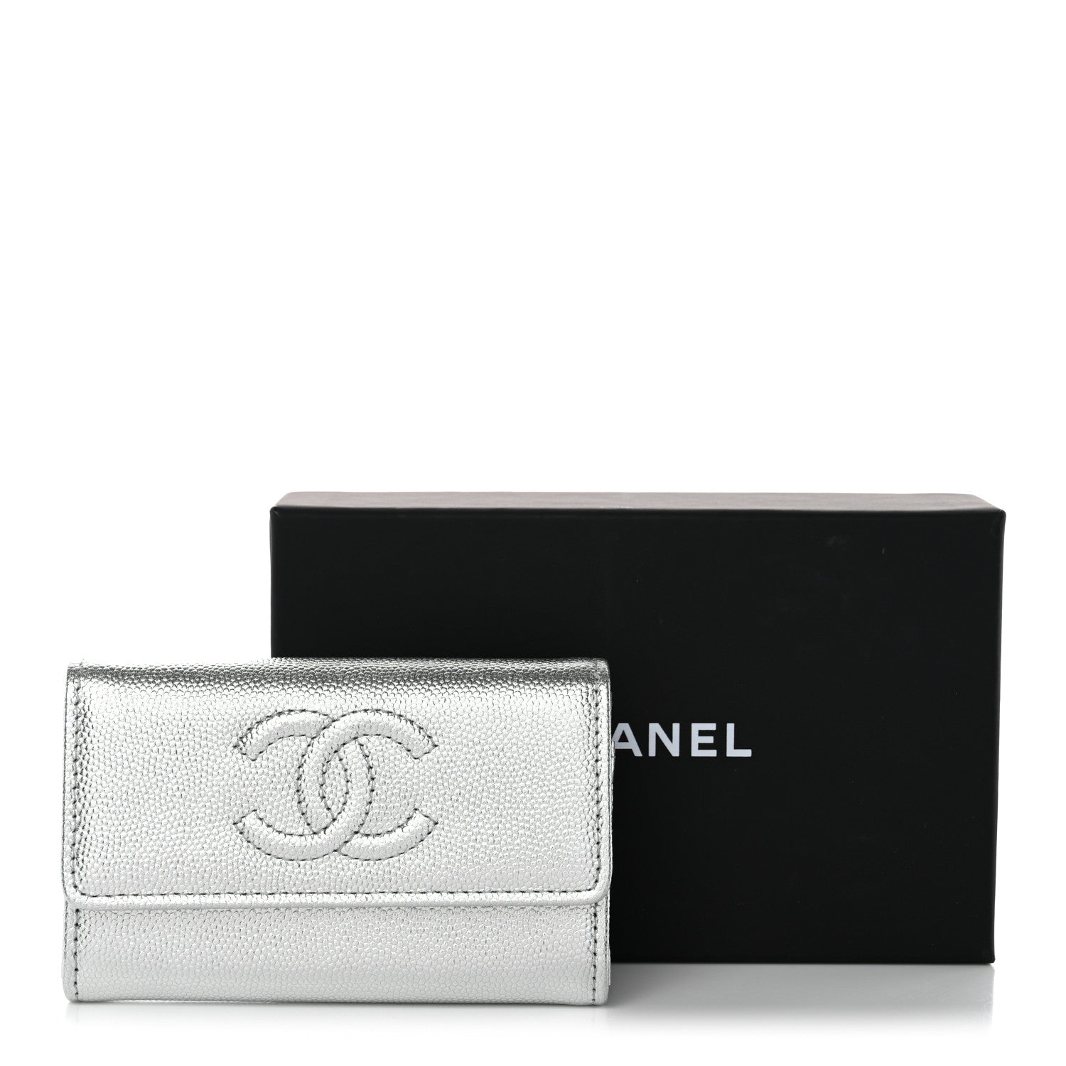 Chanel Metallic Caviar Timeless CC Flap Card Holder Silver 9 of 9
