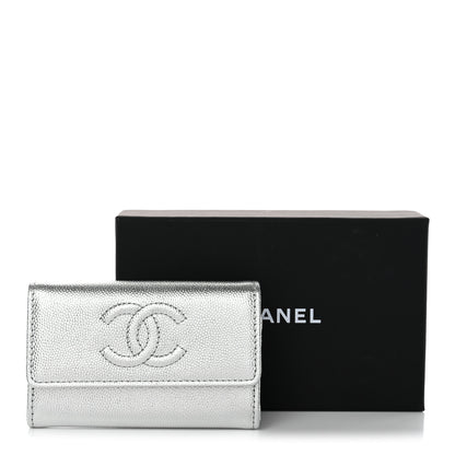 Chanel Metallic Caviar Timeless CC Flap Card Holder Silver 9 of 9
