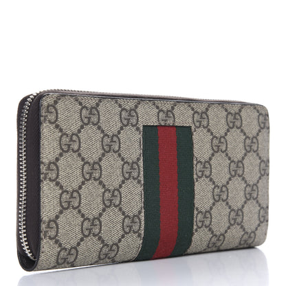 Gucci GG Supreme Monogram Web Zip Around Wallet Beige Cocoa 3 of 7