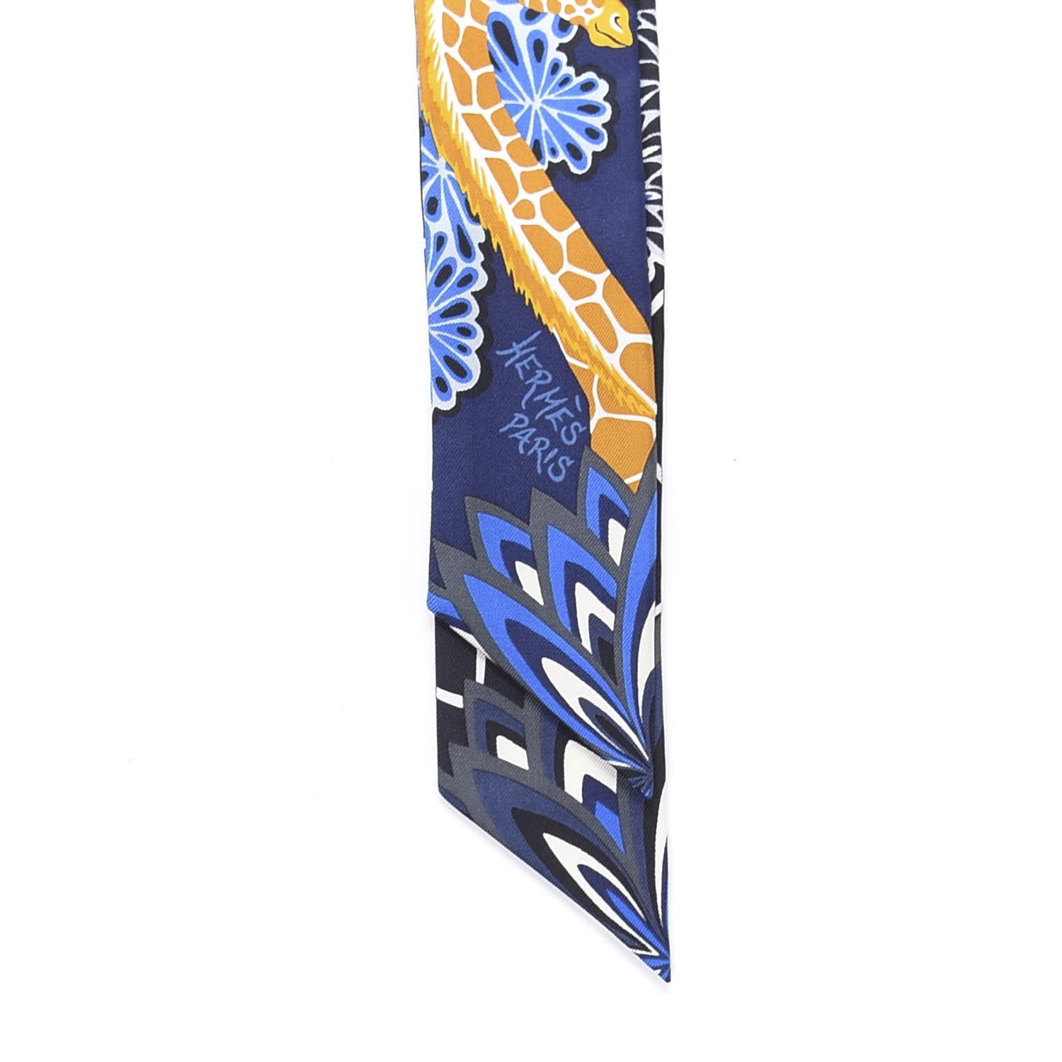 Hermes Silk The Three Graces Twilly Bleu Nuit Gold Black 4 of 4